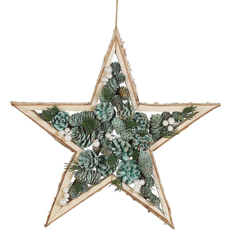 Beliani - Wall Hanging Decoration Star Shaped Wooden Christmas Decor Green Hosio