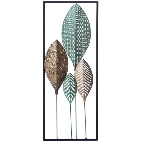 Wall Decor Leaf PLATINUM Metal 75 cm Multicolour