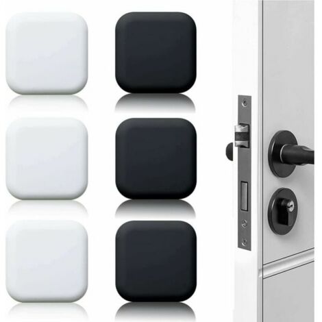 Wall Door Stopper Large 6pcs Self-adhesive Rubber Door Buffer White/Black 45mm×45mm Door Handle Buffer Wall Buffer for Door Handles Against Door Stop