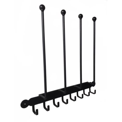 Wall Fixing Boot Rack - Steel Wellie Stand - Steel - L7.6 x W36.8 x H53.3 cm - Black