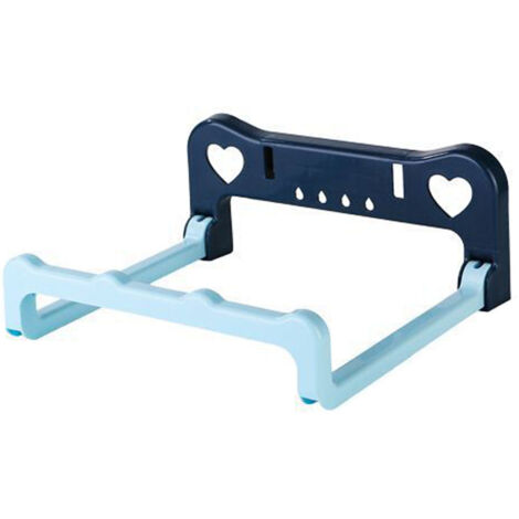 Wall Hanging Washbasin Rack Bathroom Foldable Punching Free Storage Shelf Supplies Blue