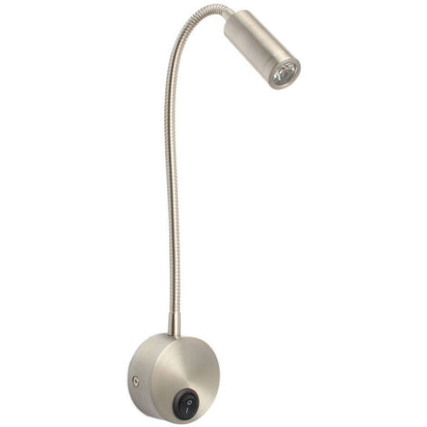 Wall Head Reading Light Switch with Flexible Gooseneck (Shallow Gold, 3W)