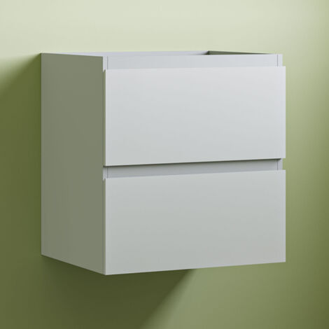 Wall Hung 2 Drawers Bathroom Vanity Unit without Basin Flat Pack - 500mm Matt White