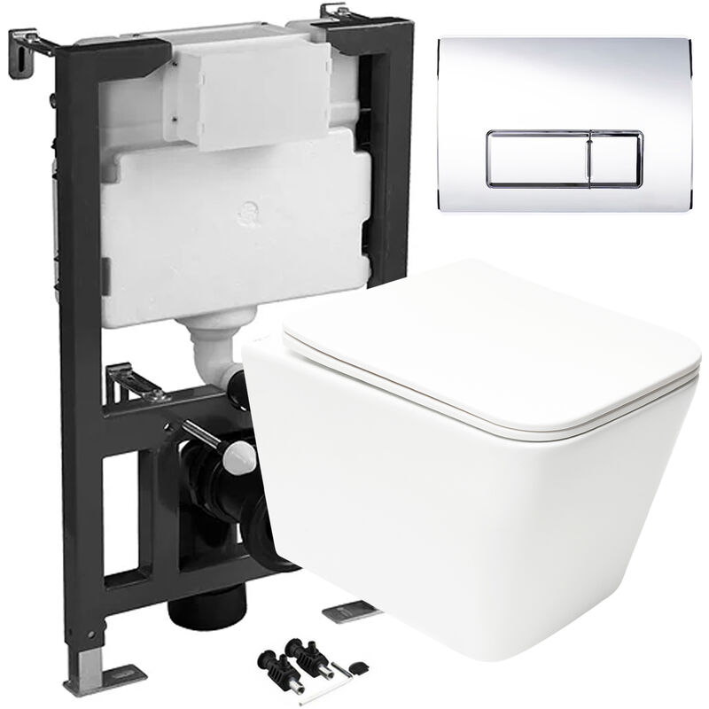 0.82M Low Height Concealed Cistern Wc Frame & Rak Rimless Wall Hung