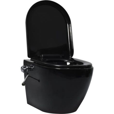 Wall Hung Rimless Toilet with Bidet Function Ceramic Black vidaXL