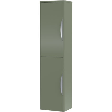 Wall Hung Tall Bathroom Storage Unit 1399 x 356 x 253mm - Satin Green