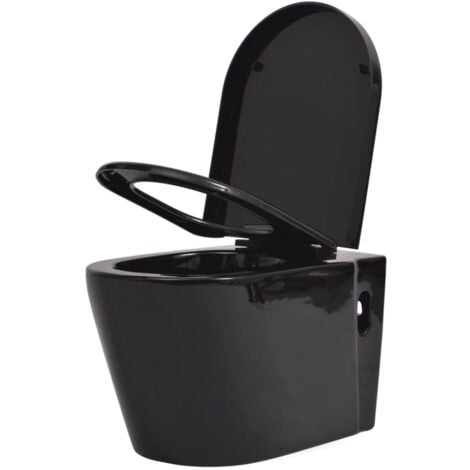 Wall Hung Toilet Ceramic Black
