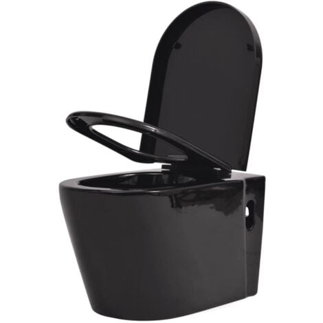 Wall Hung Toilet Ceramic Black vidaXL