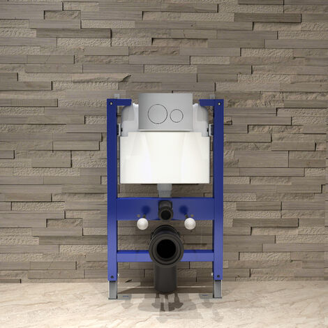 Wall Hung Toilet Cistern 0.82M Concealed Cistern Frame Silver Flush Plate Set