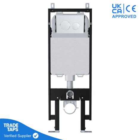 Wall Hung Toilet Concealed Cistern with VIVA Slim Frame Dual Flush Adjustable 1.14-1.35m & Gloss White Flush Plate