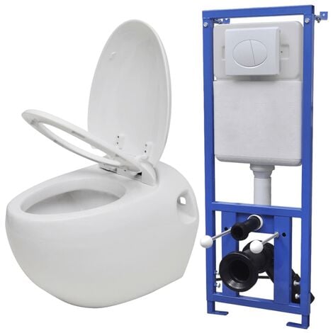 Wall Hung Toilet Egg Design with Concealed Cistern White