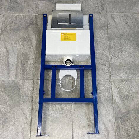 Wall Hung Toilet Frame & Concealed Cistern Inc Chrome Flush Plate Reduced Height