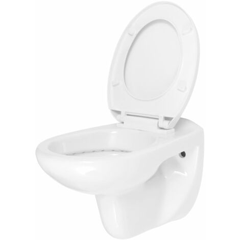 Wall-Hung Toilet with Soft-Close Seat Ceramic White