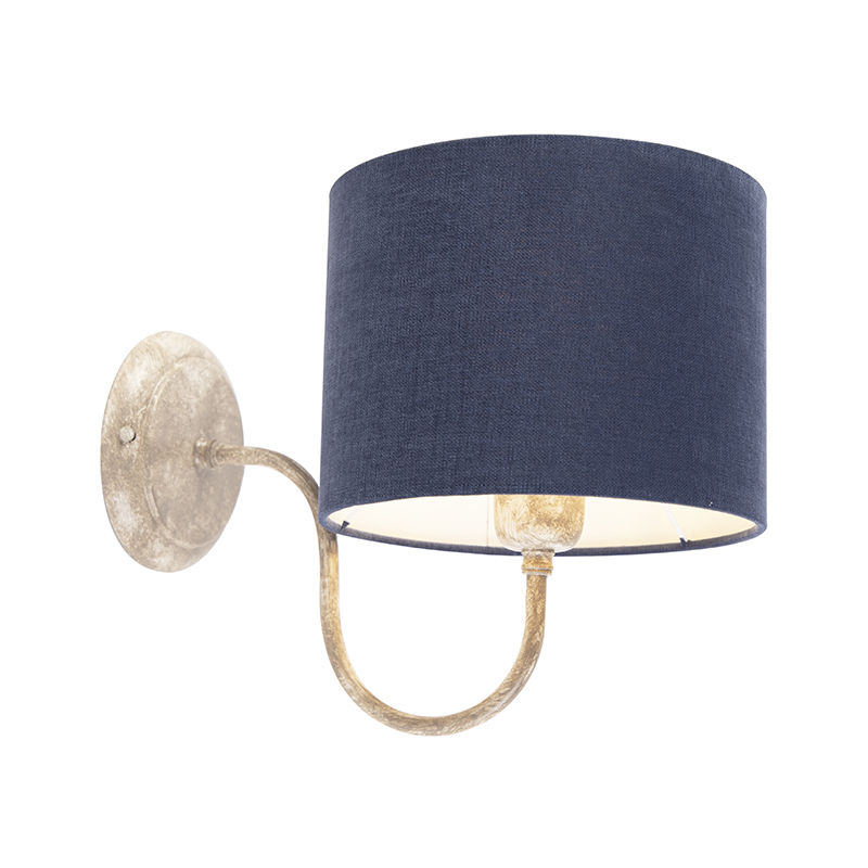 Wall Lamp Beige with 20cm Antique Blue Shade - Combi Classic - Blue