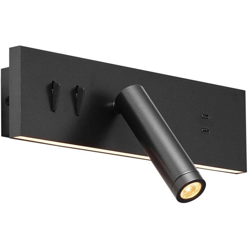 Image of Wall Lamp Black Adjustable with usb-c&hellip;