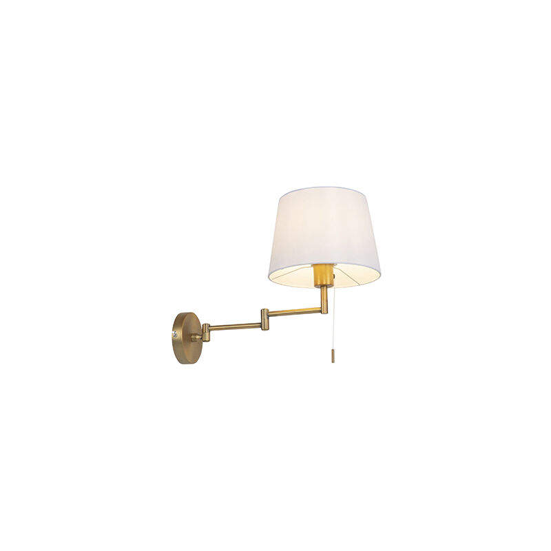Qazqa - Wall lamp bronze with white shade and adjustable arm - Ladas Deluxe - Bronze