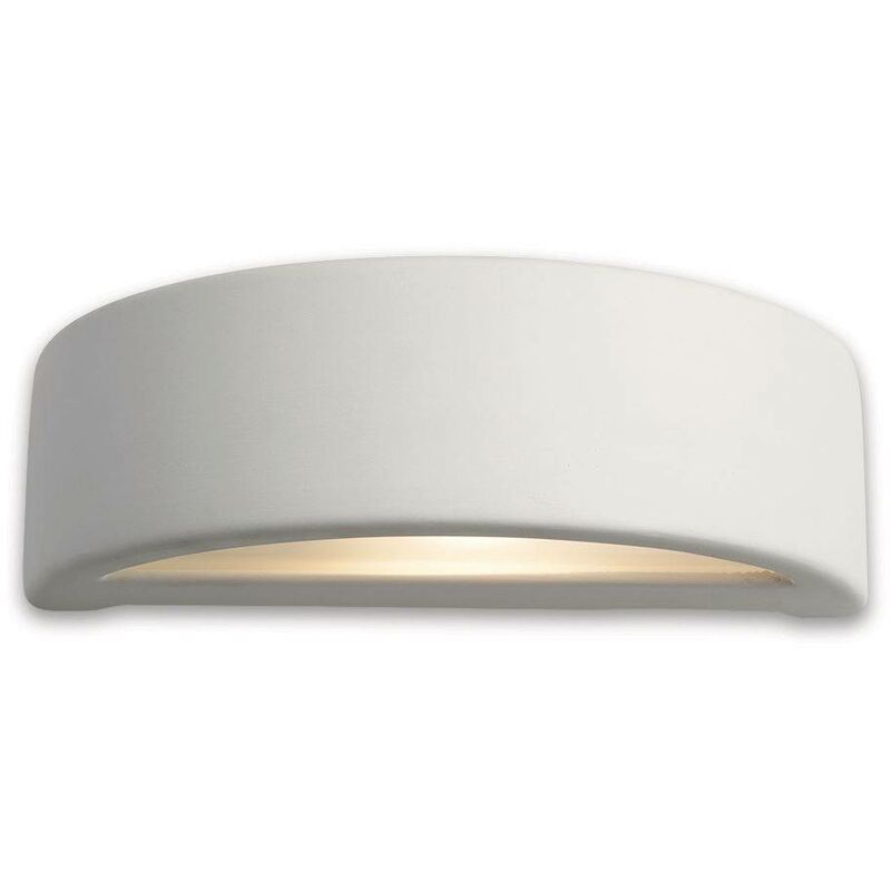 Firstlight Ceramic - 1 Light Indoor Plaster Wall Light - 100W Unglazed, Acid White Glass, E27