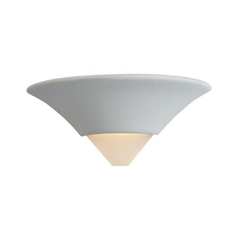 Firstlight Ceramic - 1 Light Indoor Wall Uplighter - 100W Unglazed, Acid White Glass, E27