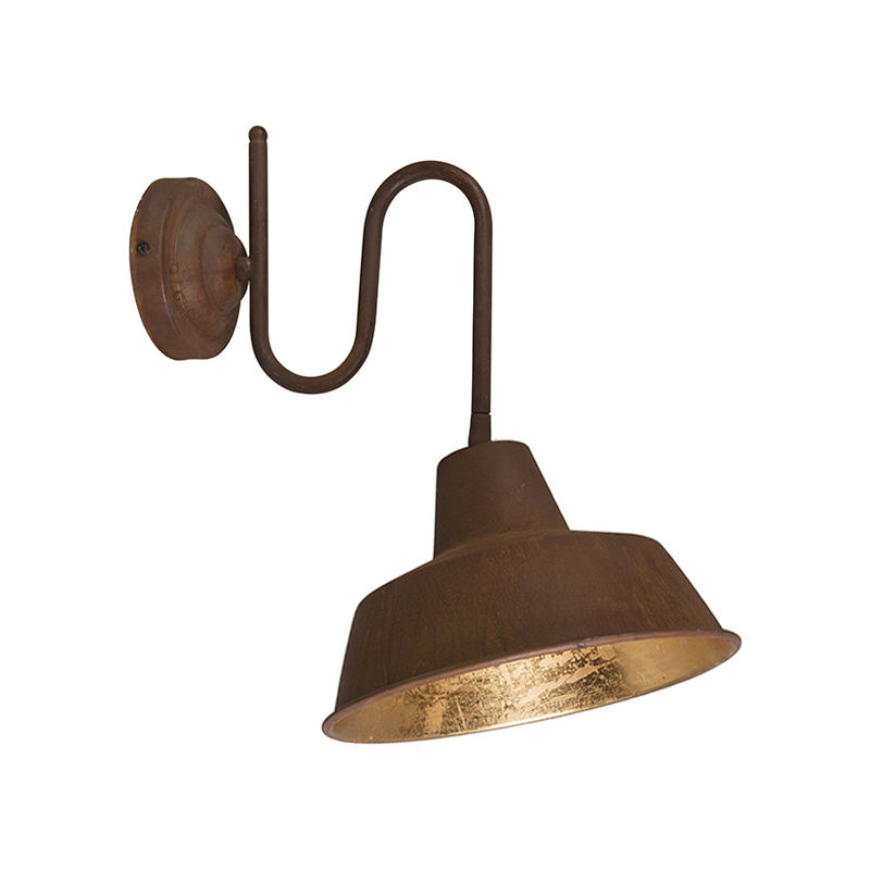 Industrial wall lamp rust with golden interior - Factory