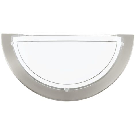 Wall Lamp Metal Glass Matt Nickel White Semi-circular E27 Socket Living Room Corridor