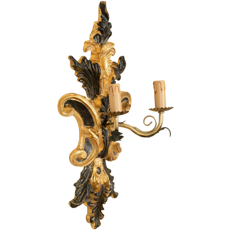 Wall Lamp Shabby in wood and iron finish gold leaf Made In Italy