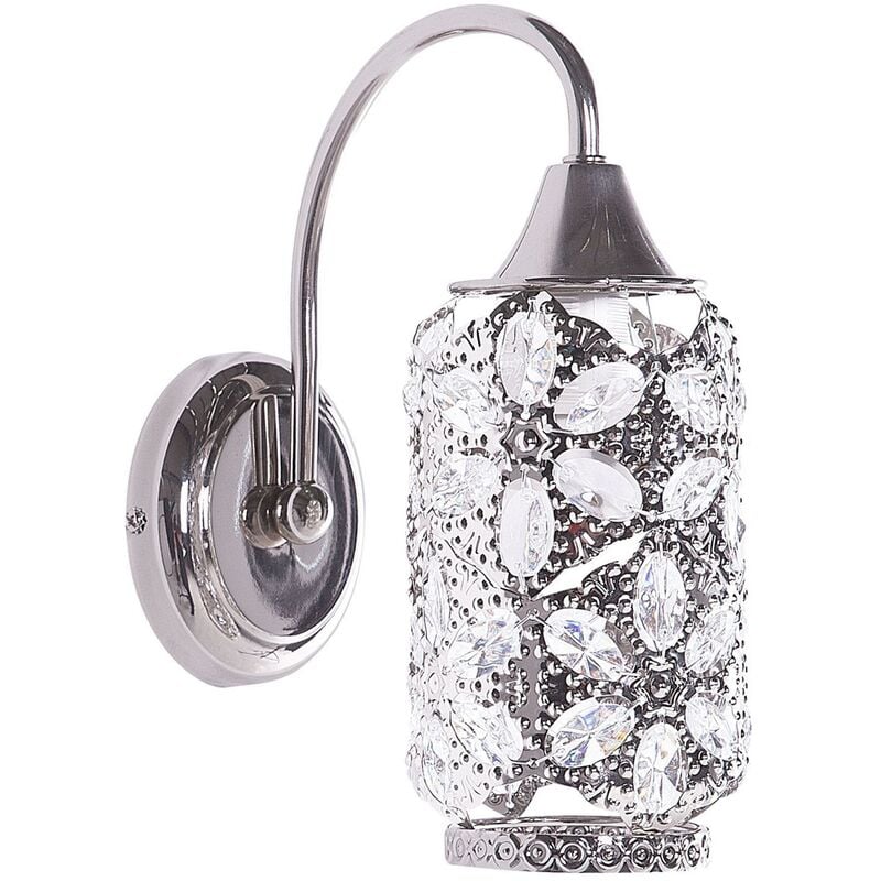 Beliani - Glam Vintage Inspired Wall Lamp Light Filigree Metal Silver Sysola