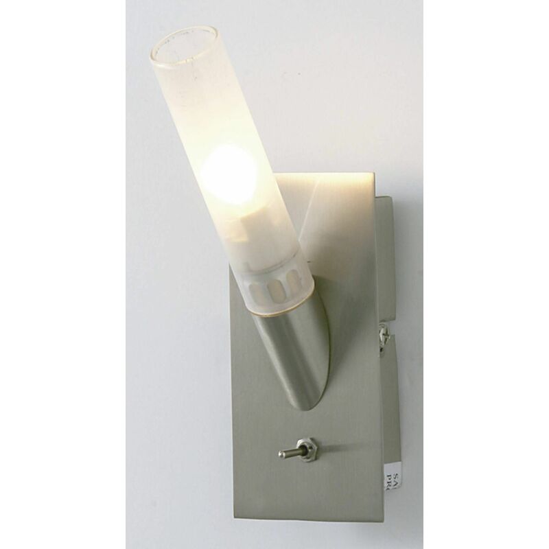 Wall lamp Sona 1 Bulb with switch satin chrome / frosted glass