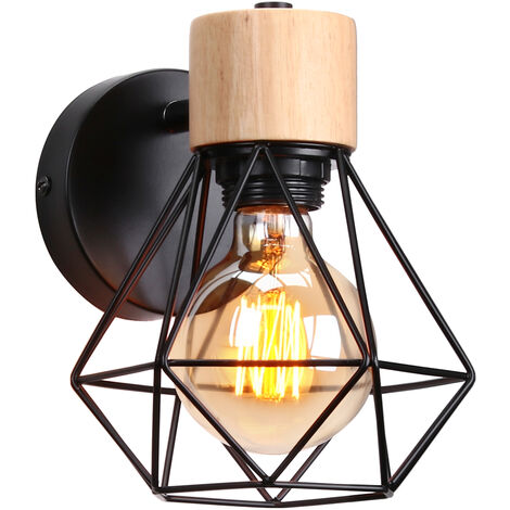 Wall Lamp Vintage Industrial Retro E27 Wall Light Lamp Ajustable in Metal and Wood for Bedroom Entrance Black - 1 Pack