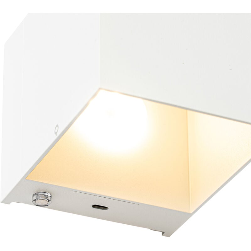 Wall Light White Incl. LED and Touch Dimmer Rechargeable - Joris