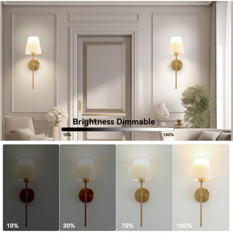 Wall Lamp with Remote Control Hemp Shade Brushed Nickel 2 Pack with Charging Bulb