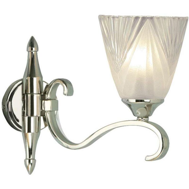 Interiors 1900 Lighting - Interiors Columbia Nickel - 1 Light Indoor Wall Light Clear Glass, Polished Nickel Plate with Deco Shade, E14