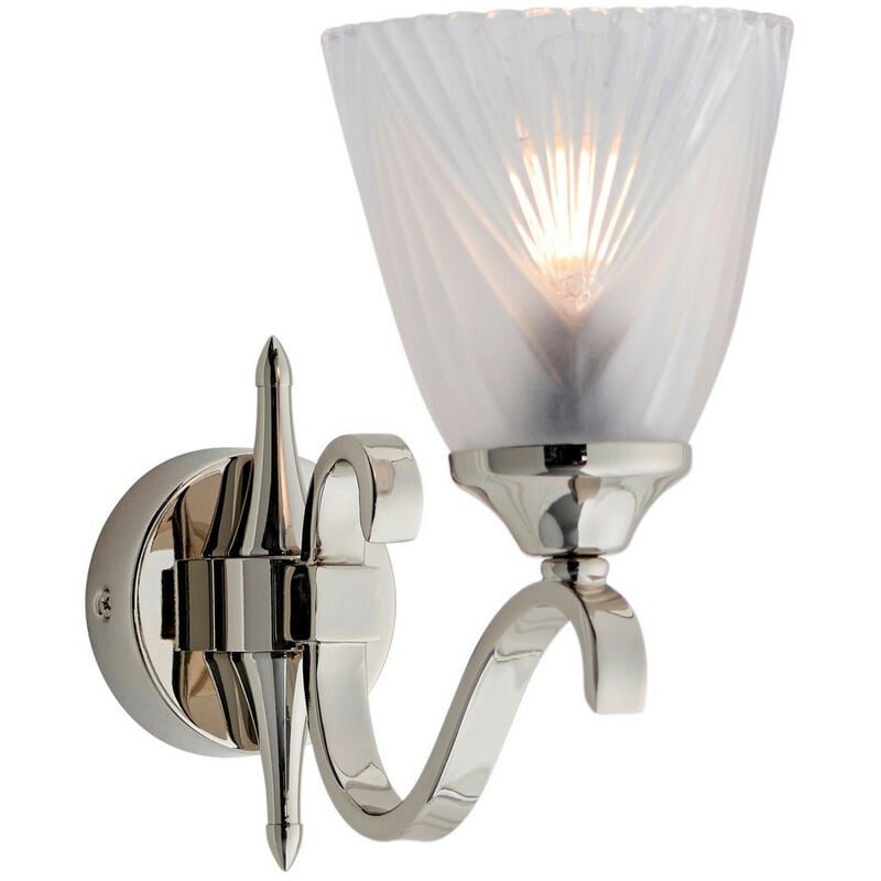 Interiors Columbia Nickel - 1 Light Indoor Wall Light Clear Glass, Polished Nickel Plate with Deco Shade, E14