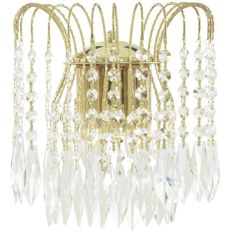 Searchlight Lighting - Searchlight Waterfall - Indoor Wall 2 Light Gold with Crystals, E14