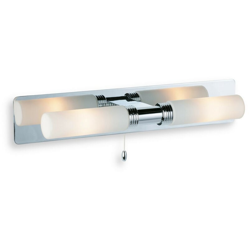 Firstlight - Spa - 2 Light Switched Bathroom Over Mirror Wall Light Chrome, Opal Glass IP44, G9