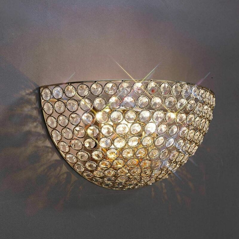 09diyas - Wall light Ava Circular 2 bulbs gold / crystal