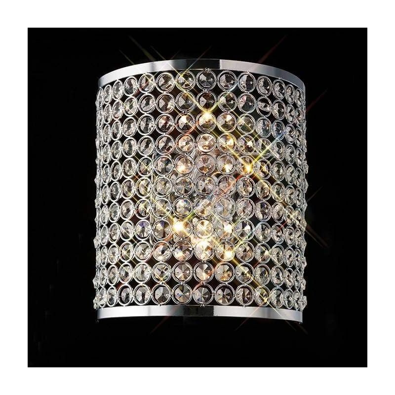 09diyas - Wall light Ava Rectangle 2 Bulbs polished chrome / crystal
