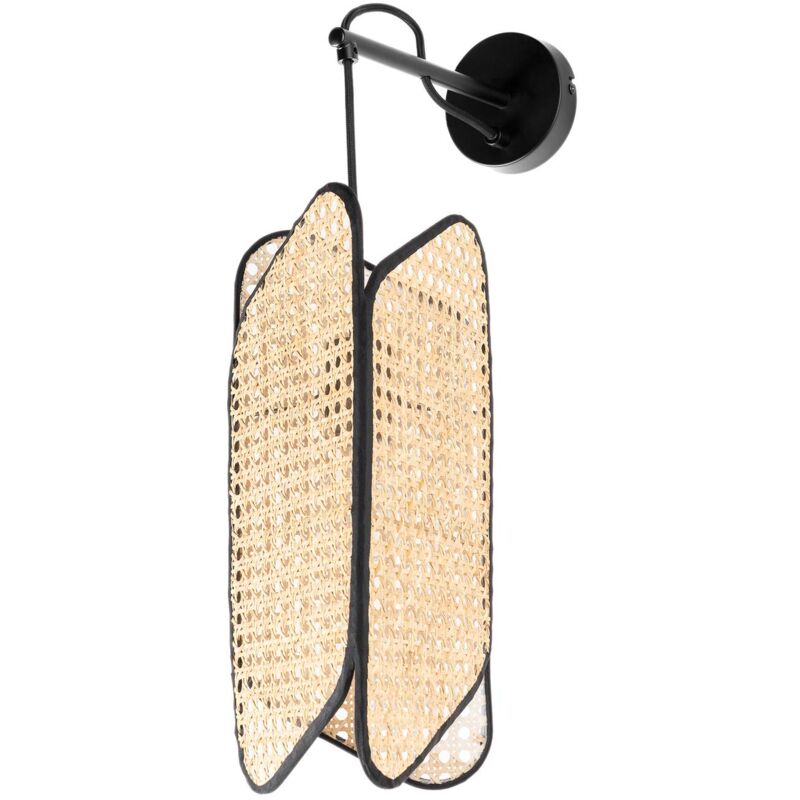 Lucande - Wall Light Bassiola dimmable (design) in Black made of Wood for e.g. Living Room & Dining Room (1 light source, E27) from black, light wood