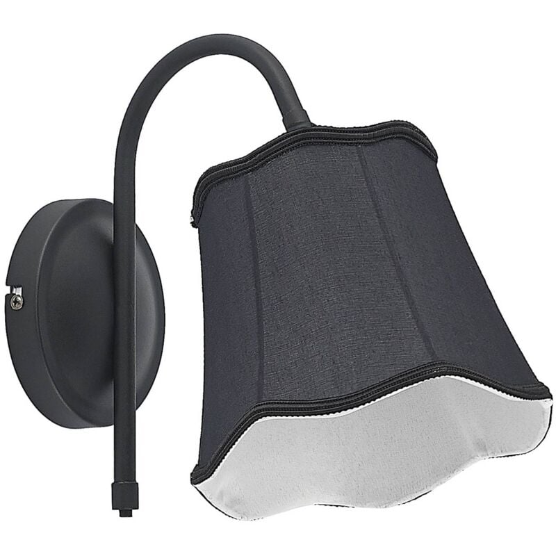 Lucande - Wall Light Binta dimmable (vintage, antique) in Black made of Textile for e.g. Living Room & Dining Room (1 light source, E14) from black