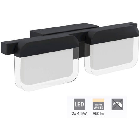 Wall Light Ervidel Noir Satiné, clair L: 328 H: 9cm 3000k