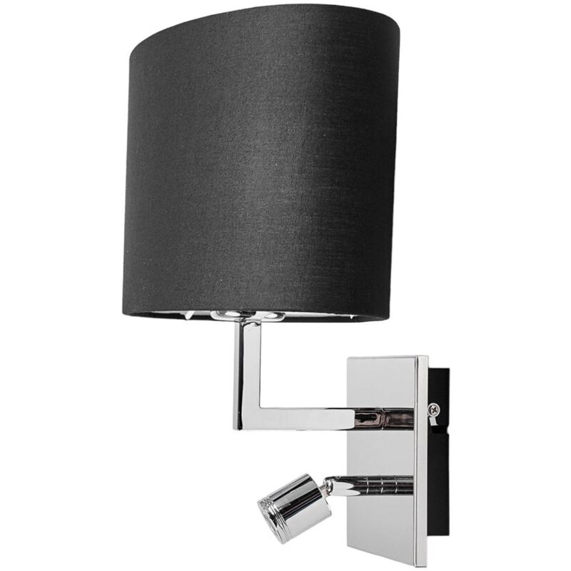 Lampenwelt - Wall Light 'Karla' (modern) in Black made of Textile for e.g. Living Room & Dining Room (1 light source, E27) from Lucande wall