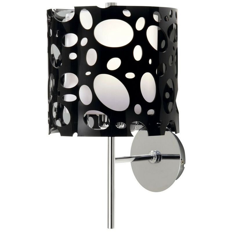 Inspired Clearance - Lupin Wall Lamp E27, Gloss Black/White Acrylic/Polished Chrome, cfl Lamps included