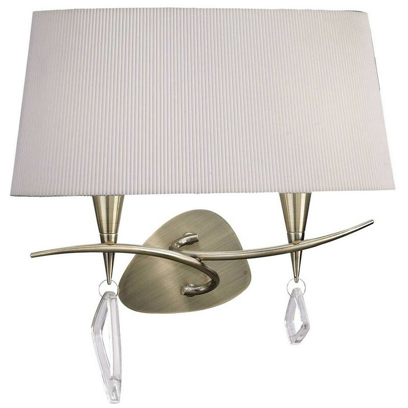 Inspired Mantra Mara Wall Lamp 2 Light E14, Antique Brass With Ivory White Shade