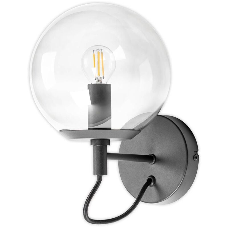 Lucande - Wall Light Sotiana dimmable (vintage, antique) in Black made of Glass for e.g. Living Room & Dining Room (1 light source, E14) from smoke