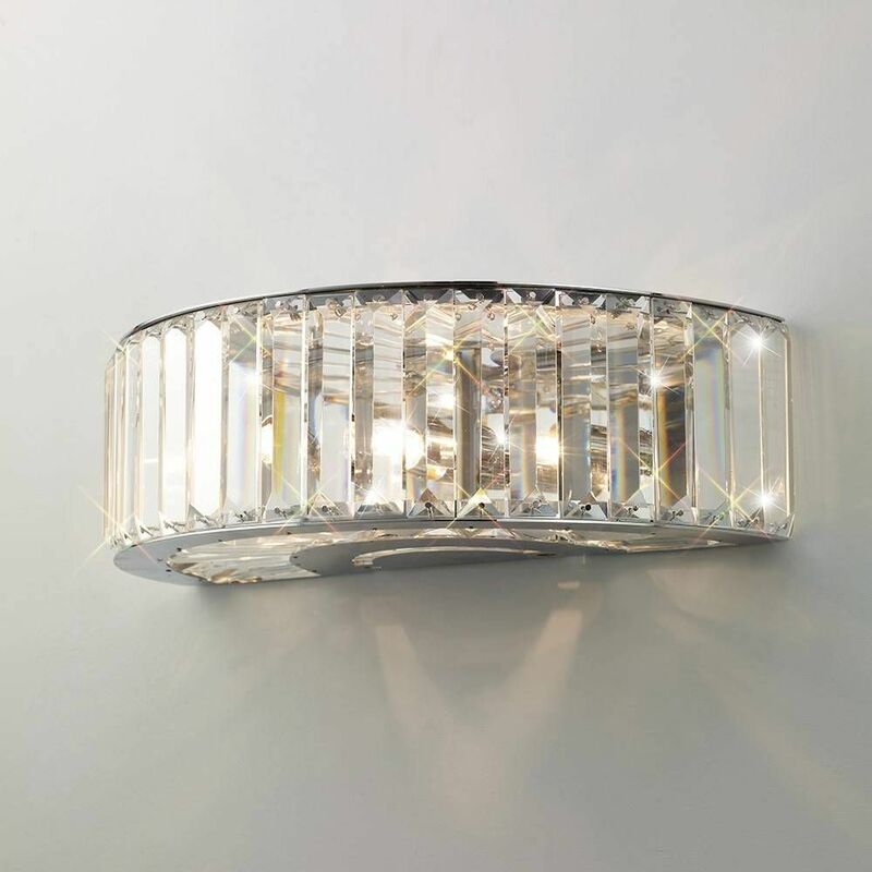 09diyas - Wall light Torre 3 Bulbs polished chrome / crystal