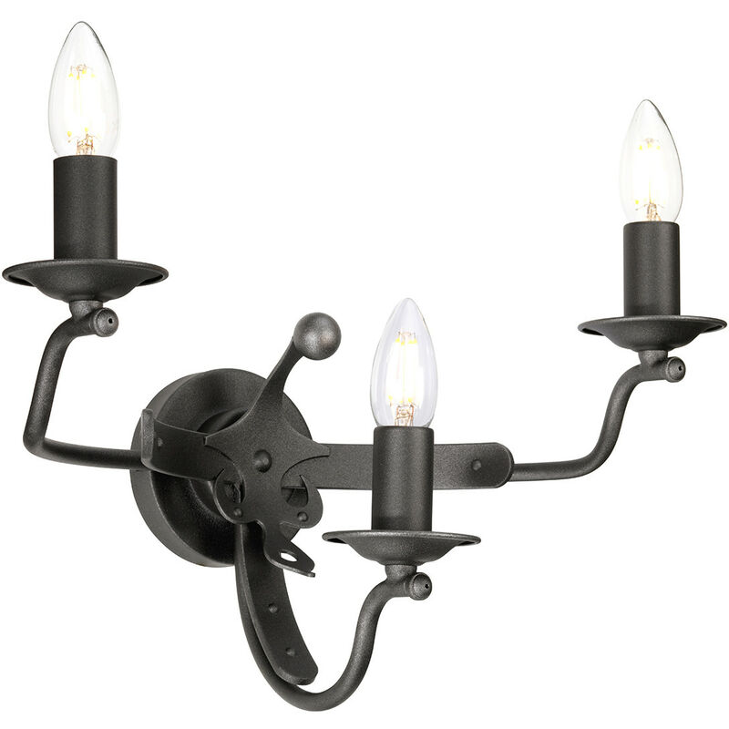 Elstead Windsor - 3 Light Candle Wall Light - Graphite, E14