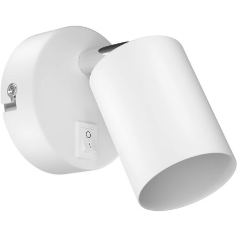 Wall Light with Switch, Matt White, Round, GU10 Socket, 60W Max, Swiveling Head for Versatile Accent Lighting
