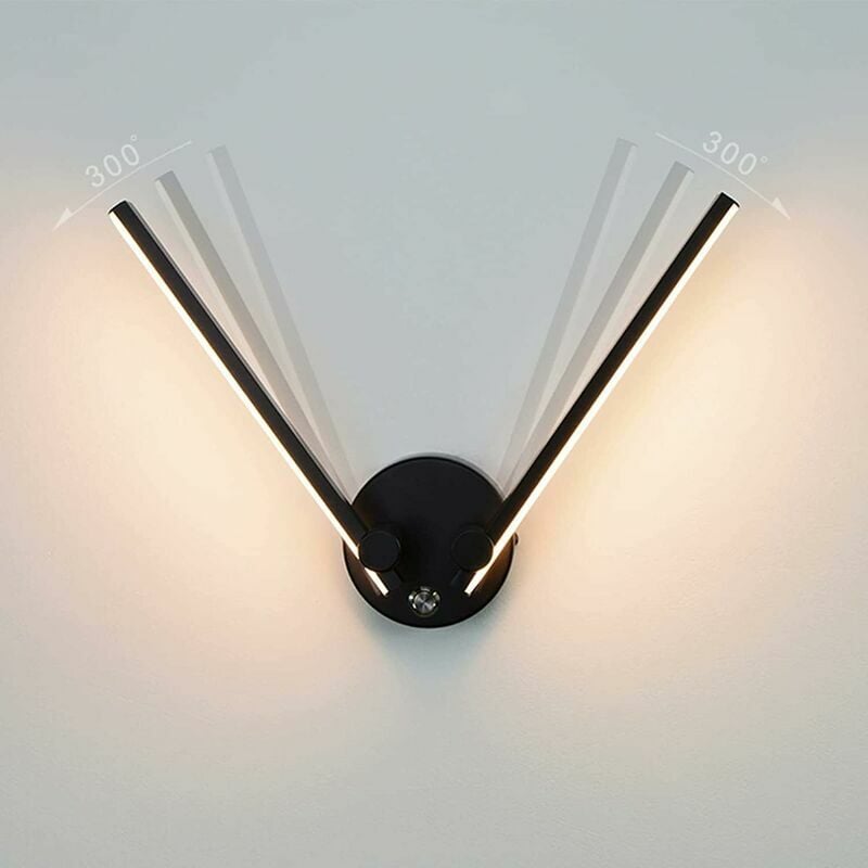 Wall Light with Switch, Touch Control 12W Dimmable Indoor led Wall Lamp, Bedside Lamp 300Ḟ Adjustable Wall Lighting for Soggiorno Camera da letto