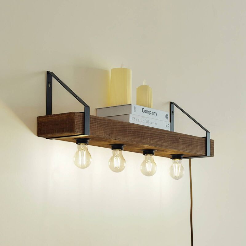 Wall Light with usb connectiondimmable 'Vatana' made of Wood for Living Room & Dining Room