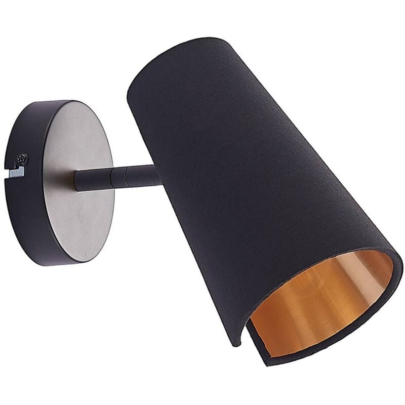 Lindby - Wall Light Zylindro dimmable (modern) in Black made of Textile for e.g. Living Room & Dining Room (1 light source, E14) from black, gold