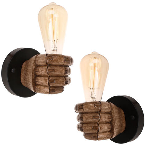 AXHUP Wall Lighting Fixture, Creative Hand Fist Shaped Wall Lamp, Industrial Resin Wall Sconce for Bedroom Living Room - Left + Right